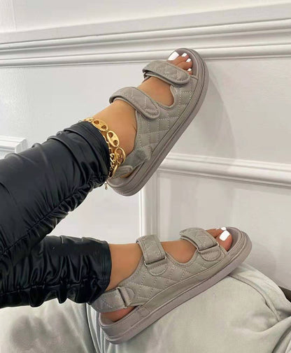 Sandales en cuir pour femme avec bande velcro | Tailles : 35 à 43