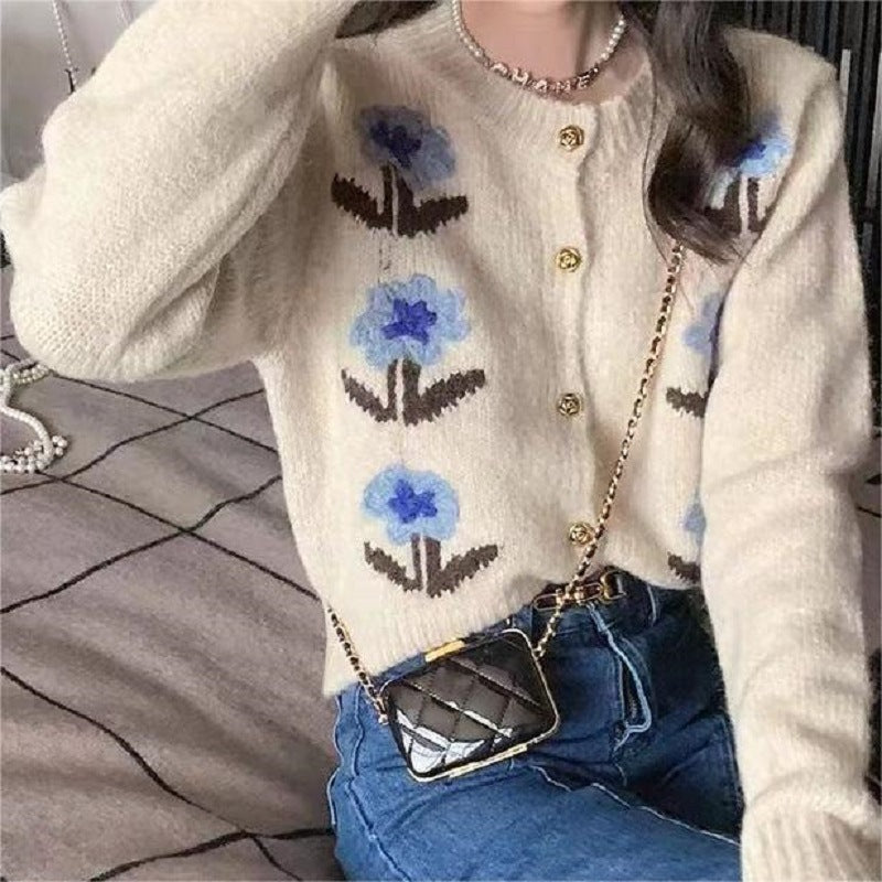 Judy | Manteau cardigan rétro à fleurs pour femmes